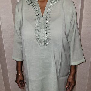 New Pale Silver Kurta Top Shirt Only Approximate US Size Large Asian Size XXL